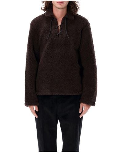 Bode Brauner fleece-pullover mit schnürung - Schwarz