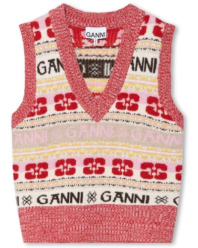 Ganni Sleeveless Knitwear - Red