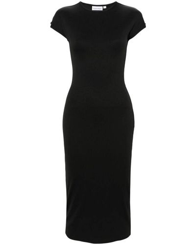 Calvin Klein Vestido negro de punto con detalles recortados