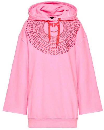 Pinko Kapuzenkleid aus baumwolle mit geprägtem druck o - Pink