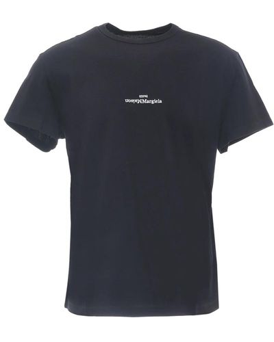 Maison Margiela Es T-Shirt mit Rundhalsausschnitt und Besticktem Logo - Schwarz
