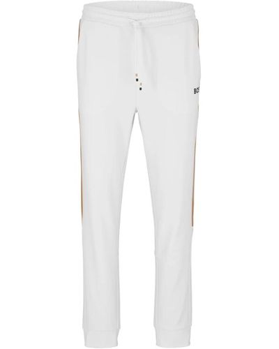 BOSS Pant con elastico in vita e bande bicolore - Bianco