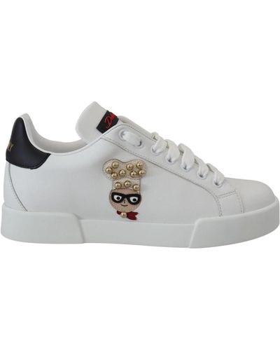 Dolce & Gabbana Logo Patch Embellished Sneakers Shoes - Multicolor