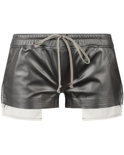 Rick Owens Metallic lambskin boxer shorts - Gris