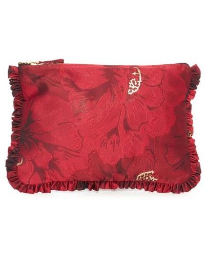 La DoubleJ Schimmernde ruby jacquard reißverschlusstasche - Rot