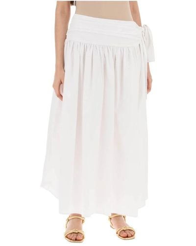 Magda Butrym Flared cotton midi skirt with side bow - Bianco
