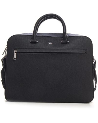 BOSS Leder-satchel mit laptopfach - Schwarz