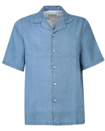 Officine Generale Short sleeve shirts - Blau
