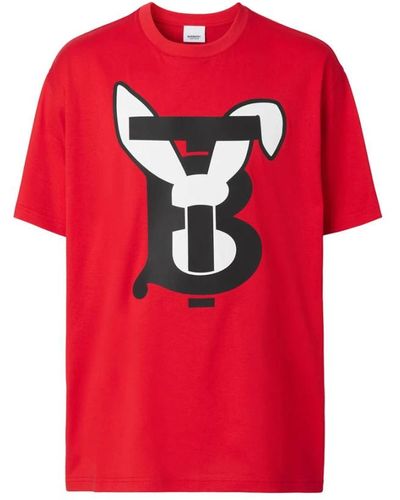Burberry Baumwoll logo print t-shirt top - Rot