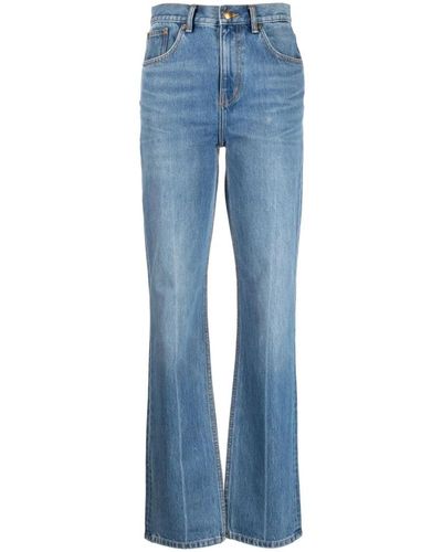 Tory Burch Bootcut-Jeans mit hoher Taille in hellblauer Waschung