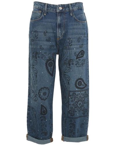 Liu Jo Jeans mit paisley-print und hochgekrempelten bündchen - Blau