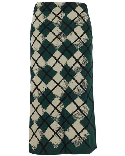 Burberry Falda de algodón en estilo - Verde