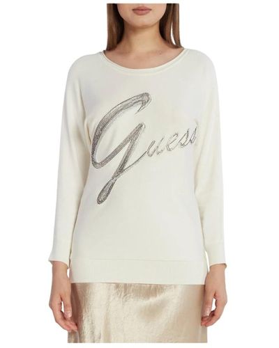 Guess Jersey ligero con logo de pedrería - blanco - Gris