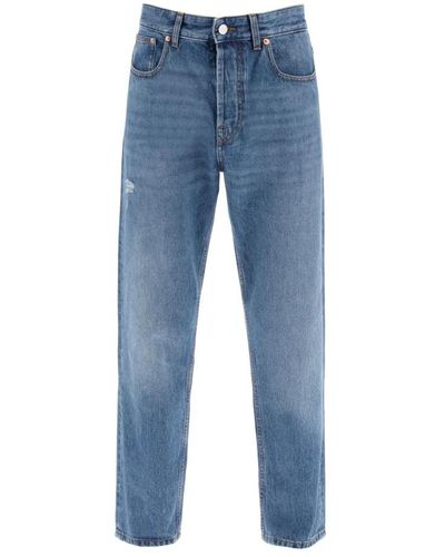 Valentino Garavani Tapered jeans mit mittlerer waschung und vlogo-signatur - Blau