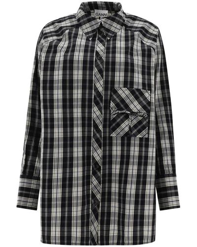 Ganni Checkered oversized shirt - Nero