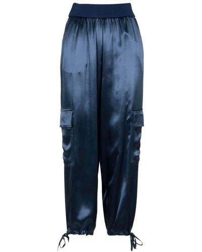 Erika Cavallini Semi Couture Blaue cargo hose mit kordelzugbündchen