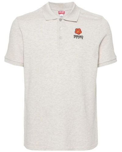 KENZO Graue polo t-shirts mit besticktem logo - Weiß