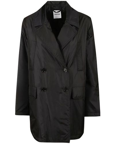 Aspesi Double-Breasted Coats - Black