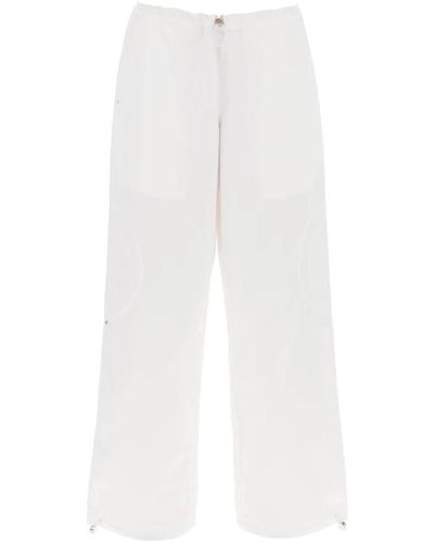 Saks Potts Lucky wide leg pants con design ispirato al paracadute - Bianco