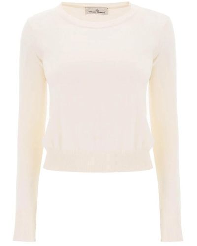 Vivienne Westwood Bestickter logo-pullover aus bio-baumwolle und kaschmir - Weiß