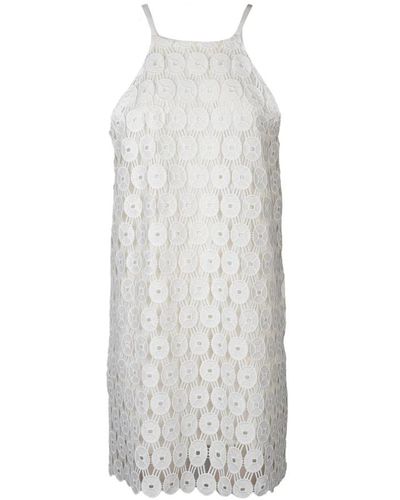 Erika Cavallini Semi Couture Baumwoll-macramè-scheidekleid mit futter - Weiß
