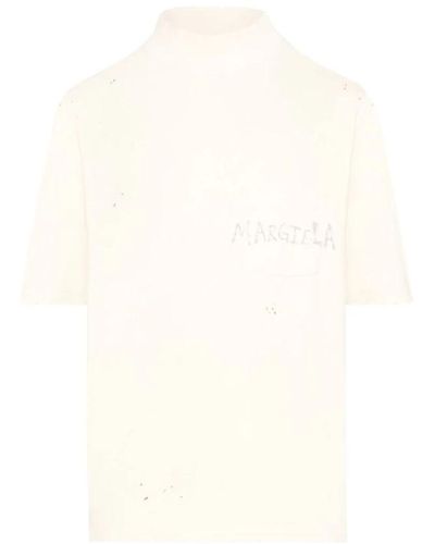 Maison Margiela Mock neck logo print t-shirt - Weiß