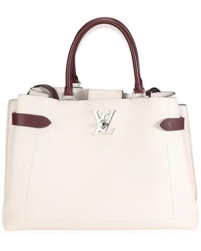 Louis Vuitton Louis vuitton cream ; burgundy grained calf leather lockme day bag - Rosa