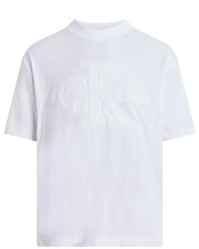 Calvin Klein Weißes baumwollmischung t-shirt