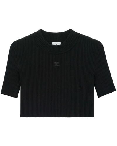 Courreges Round-Neck Knitwear - Black