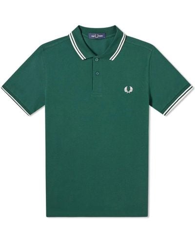 Fred Perry Slim Fit Twin Tipped Polo Ivy Snow M - Green