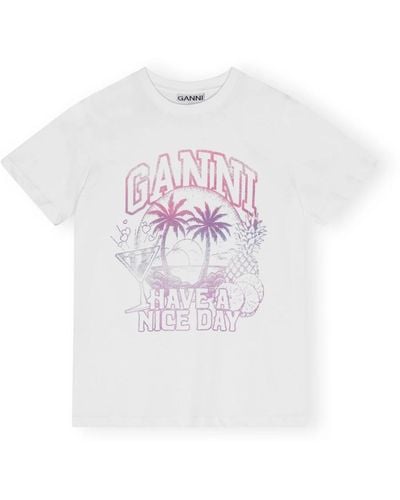 Ganni Weißes basic cocktail relaxed t-shirt