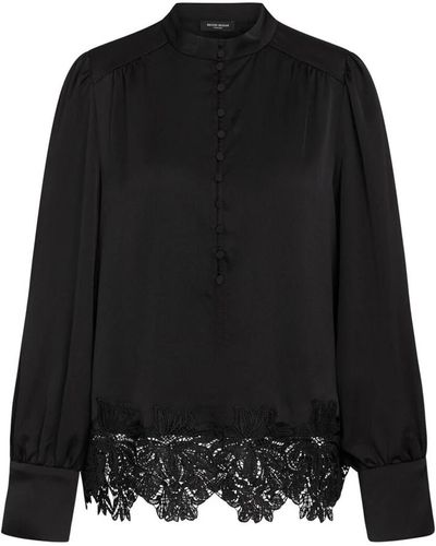 Bruuns Bazaar Blusa de encaje negra estilo acaciabbkatara - Negro