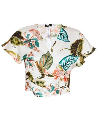 Liu Jo Tropisches print cropped shirt - Mehrfarbig