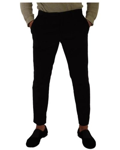Dolce & Gabbana Black Cotton Corduroy Skinny Trouser Pants - Schwarz
