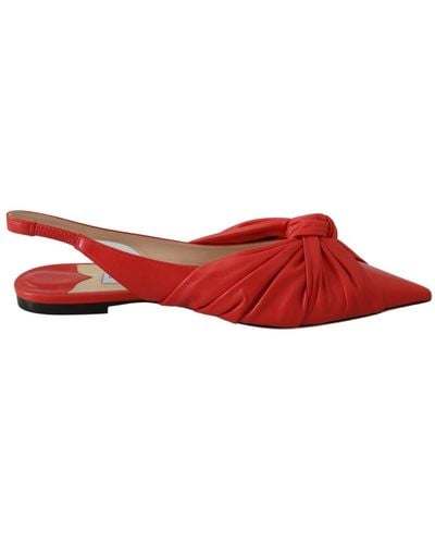 Jimmy Choo Annabell Flat Nap Chilli Leather Flat Shoes - Red