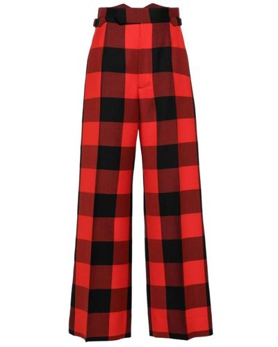 Vivienne Westwood Pantalones rojos de talle alto a cuadros
