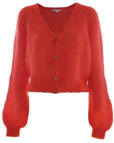 Kocca Pullover mit Knöpfen und langen Ärmeln - Rot