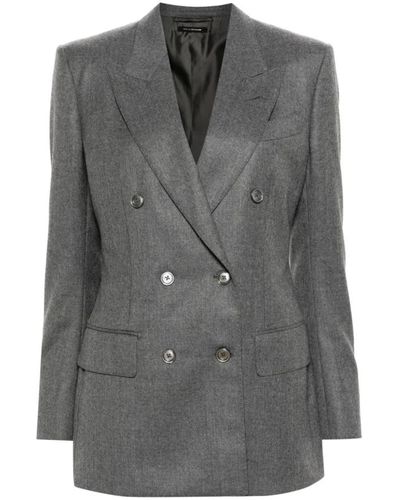 Tom Ford Graue doppelreihige wolljacke