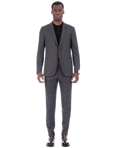 Caruso Single Breasted Suits - Black