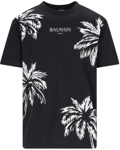 Balmain Schwarzes logo t-shirt und polo