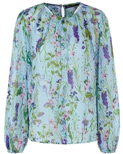 Marc Cain Elegante blusa blu fiori donna