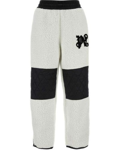 Palm Angels Joggers in tessuto teddy bianco