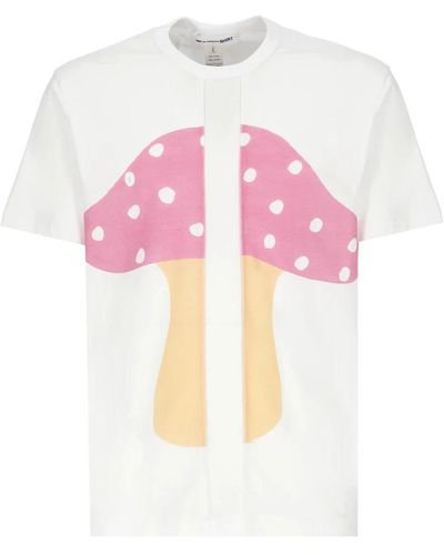 Comme des Garçons Es Baumwoll-T-Shirt mit Kontrastdruck - Pink