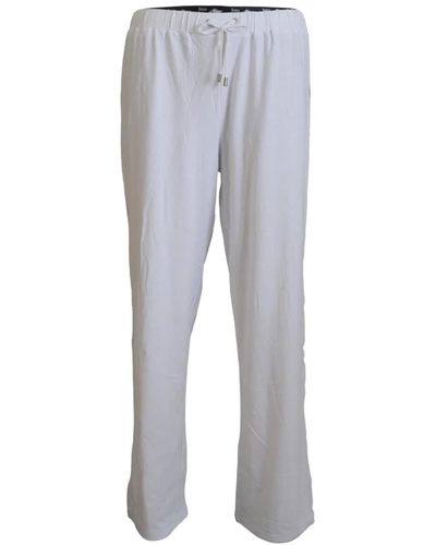 John Galliano Pantaloni bianchi in cotone con logo - Grigio