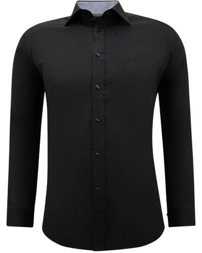 Gentile Bellini Businesshemd für männer - bluse mit schmaler passform und stretch - Schwarz