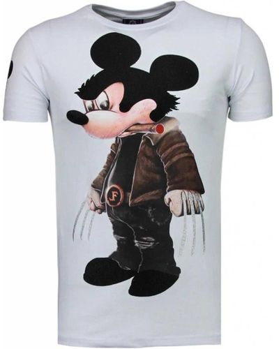 Local Fanatic Bad mouse rauchender rhinestone - t-shirt - 5090w - Weiß