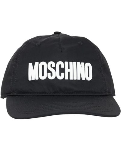 Moschino Canvas logo bestickte verstellbare kappe - Schwarz