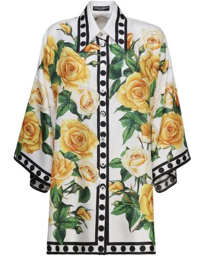 Dolce & Gabbana Oversize-Hemd aus Seide - Gelb