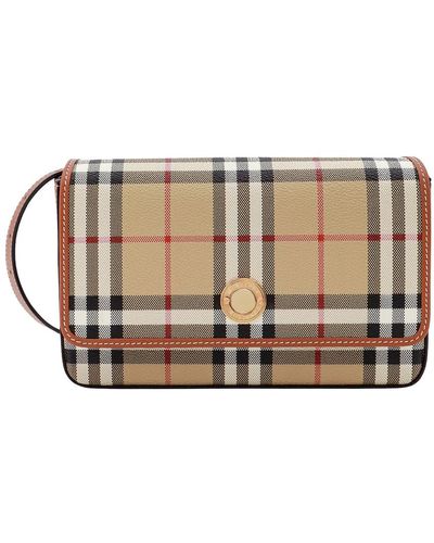 Burberry Check coated schultertasche - Natur
