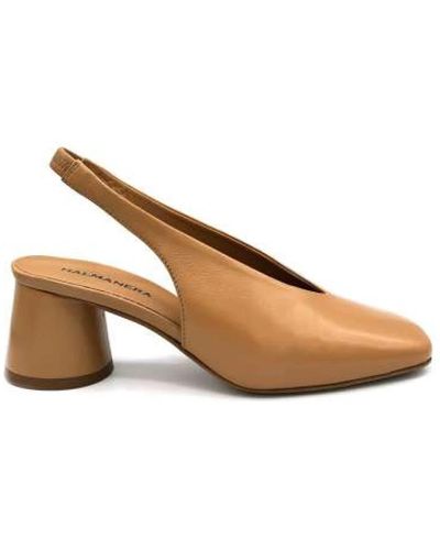 Halmanera Punta redonda cuero slingback caramelo - Marrón